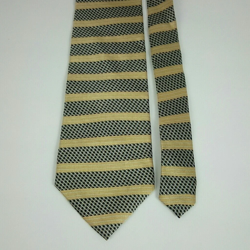 Club Room Gold Gray Black Geometric Silk Tie